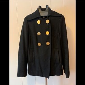 Black Pea Coat Gold Buttons